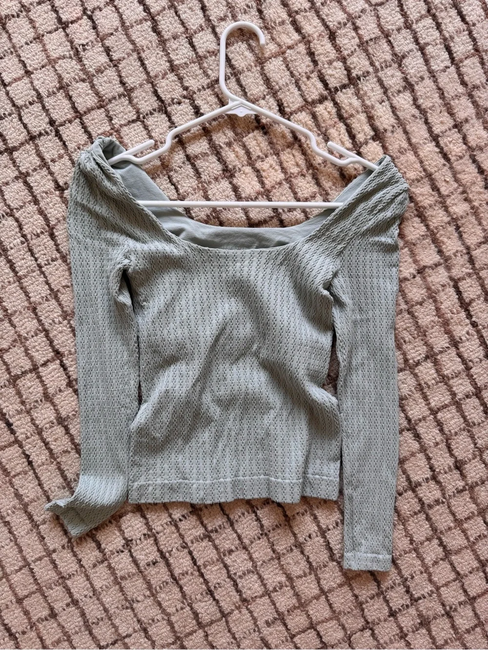 Light Sage Knit Off-Shoulder Women's Top